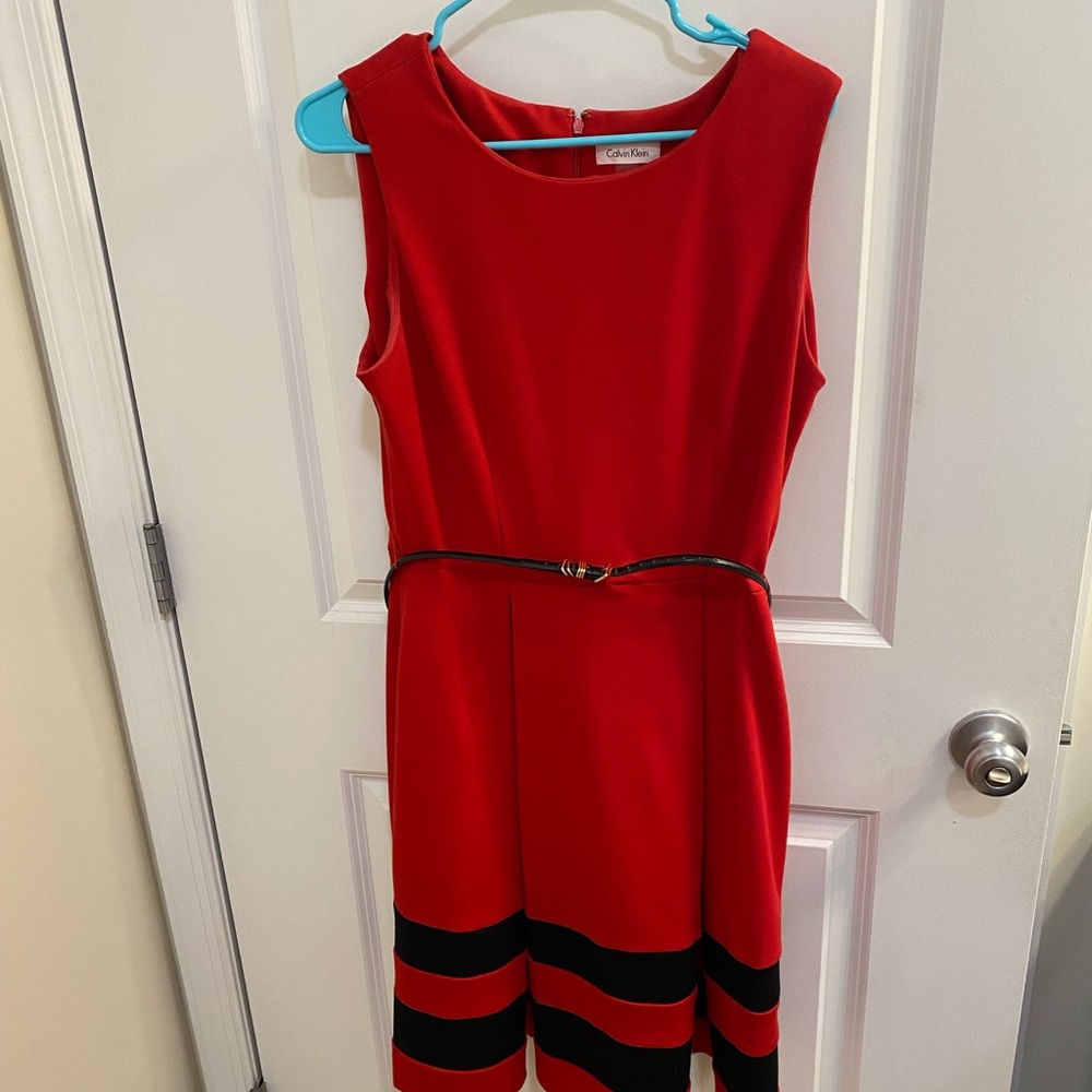 Red & black Calvin Klein Shift dress